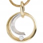 Preview: Anhänger rund 585 Gold Gelbgold Weißgold bicolor 1 Diamant Brillant 0,10ct.