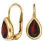 Preview: Boutons Tropfen 375 Gold Gelbgold 2 Granate rot Ohrringe Ohrhänger