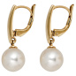 Preview: Boutons 585 Gold Gelbgold 2 Süßwasser Perlen Ohrringe Ohrhänger Perlenohrringe