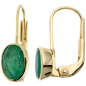 Preview: Boutons oval 333 Gold Gelbgold 2 Smaragde grün Ohrringe Ohrhänger Goldohrringe