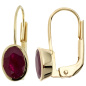 Preview: Boutons oval 333 Gold Gelbgold 2 Rubine rot Ohrringe Ohrhänger Goldohrringe