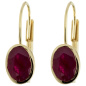 Preview: Boutons oval 333 Gold Gelbgold 2 Rubine rot Ohrringe Ohrhänger Goldohrringe