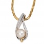 Preview: Anhänger 585 Gold Weißgold Gelbgold bicolor 1 Süßwasser Perle 10 Diamanten