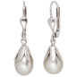 Preview: Boutons 333 Gold Weißgold 2 Süßwasser Perlen Ohrringe Ohrhänger Perlenohrringe