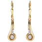 Preview: Boutons 333 Gold Gelbgold 2 Süßwasser Perlen 6 Zirkonia Ohrringe Ohrhänger