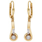 Preview: Boutons 333 Gold Gelbgold 2 Süßwasser Perlen 6 Zirkonia Ohrringe Ohrhänger