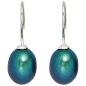 Preview: Ohrhänger 925 Sterling Silber 2 dunkle Süßwasser Perlen Ohrringe Perlenohrringe