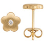 Preview: Kinder Ohrstecker Blume Blumen 333 Gold Gelbgold mattiert 2 Zirkonia Ohrringe