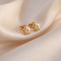 Preview: Kinder Ohrstecker Blume Blumen 333 Gold Gelbgold mattiert 2 Zirkonia Ohrringe