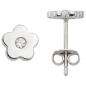 Preview: Kinder Ohrstecker Blume Blumen 925 Silber 2 Zirkonia Ohrringe Kinderohrringe
