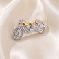 Preview: Einzel-Ohrstecker Motorrad 925 Sterling Silber bicolor vergoldet