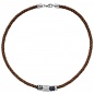 Mobile Preview: Collier Halskette Leder braun mit Edelstahl teilplattiert 45 cm Kette Lederkette