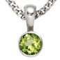 Preview: Anhänger rund 925 Sterling Silber rhodiniert 1 Peridot grün