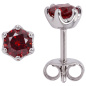 Preview: Ohrstecker rund 925 Sterling Silber 2 Granate rot Ohrringe Silberohrstecker