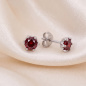 Preview: Ohrstecker rund 925 Sterling Silber 2 Granate rot Ohrringe Silberohrstecker