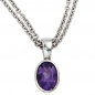 Preview: Anhänger oval 925 Sterling Silber rhodiniert 1 Amethyst lila violett