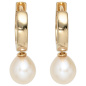 Preview: Creolen 925 Silber gold vergoldet 2 Süßwasser Perlen Ohrringe Perlenohrringe