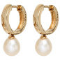 Preview: Creolen 925 Silber gold vergoldet 2 Süßwasser Perlen Ohrringe Perlenohrringe