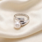 Preview: Damen Ring 925 Sterling Silber rhodiniert 1 Süßwasser Perle Perlenring