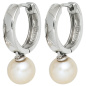 Preview: Creolen 925 Silber 2 Süßwasser Perlen Ohrringe Perlenohrringe