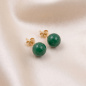 Preview: Ohrstecker Kugel 333 Gold Gelbgold 2 Aventurine grün Ohrringe Goldohrstecker