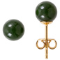 Preview: Ohrstecker Kugel 333 Gold Gelbgold 2 Jade Steine grün Ohrringe Goldohrstecker