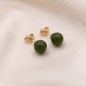 Preview: Ohrstecker Kugel 333 Gold Gelbgold 2 Jade Steine grün Ohrringe Goldohrstecker