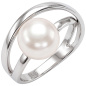 Preview: Damen Ring 925 Sterling Silber rhodiniert 1 Süßwasser Perle Perlenring