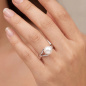 Preview: Damen Ring 925 Sterling Silber rhodiniert 1 Süßwasser Perle Perlenring