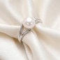 Preview: Damen Ring 925 Sterling Silber rhodiniert 1 Süßwasser Perle Perlenring