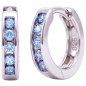 Preview: Creolen rund 925 Silber 10 Zirkonia blau Ohrringe Silberohrringe Silbercreolen