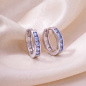 Preview: Creolen rund 925 Silber 10 Zirkonia blau Ohrringe Silberohrringe Silbercreolen