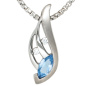 Preview: Anhänger 925 Sterling Silber rhodiniert mattiert mit Zirkonia blau