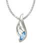 Preview: Anhänger 925 Sterling Silber rhodiniert mattiert mit Zirkonia blau