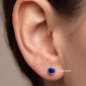 Preview: Ohrstecker rund 925 Sterling Silber rhodiniert 2 Zirkonia blau Ohrringe