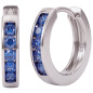 Preview: Creolen rund 925 Silber 10 Zirkonia blau Ohrringe Silberohrringe Silbercreolen