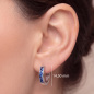 Preview: Creolen rund 925 Silber 10 Zirkonia blau Ohrringe Silberohrringe Silbercreolen