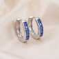 Preview: Creolen rund 925 Silber 10 Zirkonia blau Ohrringe Silberohrringe Silbercreolen