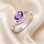 Preview: Damen Ring 925 Sterling Silber rhodiniert mit Zirkonia lila violett Silberring