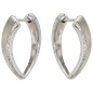Preview: Creolen 925 Sterling Silber mattiert mit 20 Zirkonia Ohrringe Silbercreolen