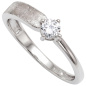 Preview: Damen Ring 925 Sterling Silber rhodiniert eismatt 1 Zirkonia Silberring