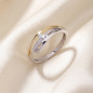 Preview: Damen Ring 925 Sterling Silber bicolor vergoldet 4 Zirkonia Silberring