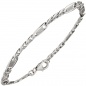 Preview: Panzer-Steg-Armband 925 Sterling Silber 21 cm Karabiner Silberarmband