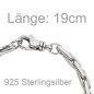 Preview: Armband 925 Sterling Silber rhodiniert 19 cm Silberarmband Karabiner