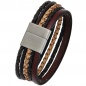 Preview: Armband Leder mehrfarbig mit mattiertem Edelstahl 20 cm Lederarmband breit