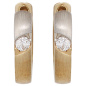 Preview: Creolen rund 585 Gold Gelbgold bicolor matt 2 Diamanten Brillanten Ohrringe