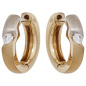 Preview: Creolen rund 585 Gold Gelbgold bicolor matt 2 Diamanten Brillanten Ohrringe
