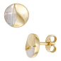 Preview: Ohrstecker rund 333 Gold Gelbgold bicolor mattiert Ohrringe Goldohrstecker