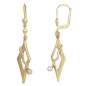 Preview: Boutons 375 Gold Gelbgold mattiert 2 Zirkonia Ohrringe Ohrhänger Goldohrringe