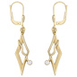 Preview: Boutons 375 Gold Gelbgold mattiert 2 Zirkonia Ohrringe Ohrhänger Goldohrringe